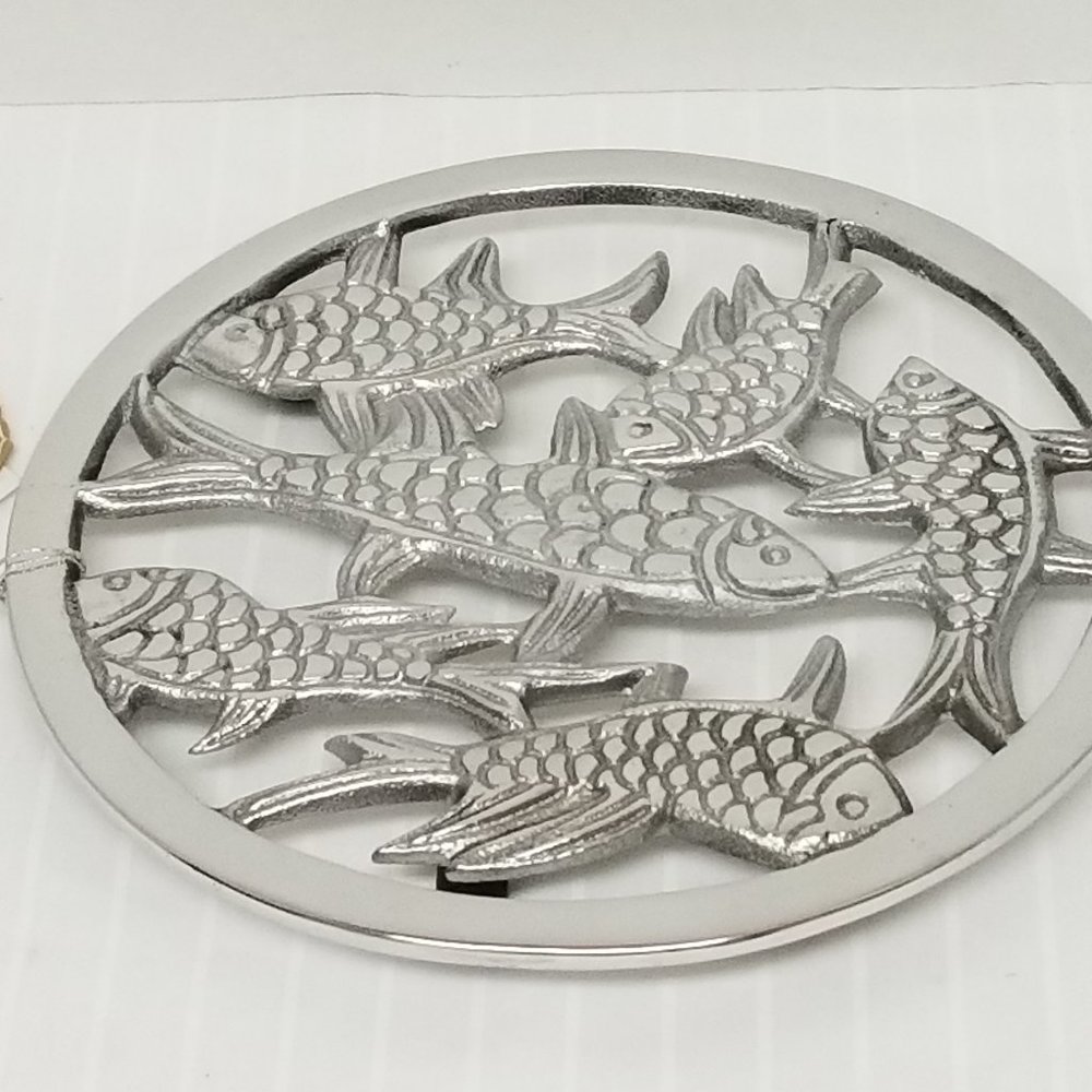 Koi Fish Trivet-Kitchen Decor Nature-7.5” Diameter-Metal-Protects countertop-NWT